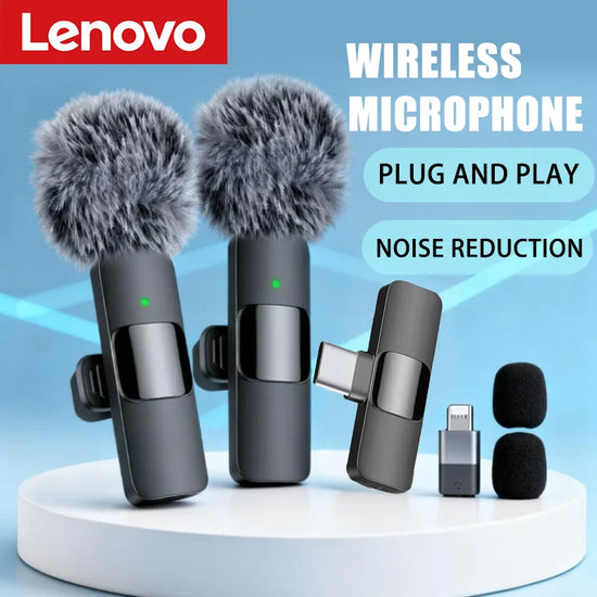Lenovo Mini Portable Wireless Lavalier Microphone for Live Broadcast Gaming Audio Video Recording iPhone Android